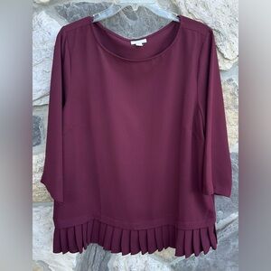 J. Jill Blouse Size L Purple Dressy Career Wear Top Detailed Hem Feminine Classy